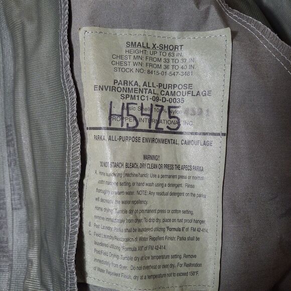 US Air Force Parka APECS All Purpose Environmental Camo Tiger Stripe S X Short - Picture 7 of 10